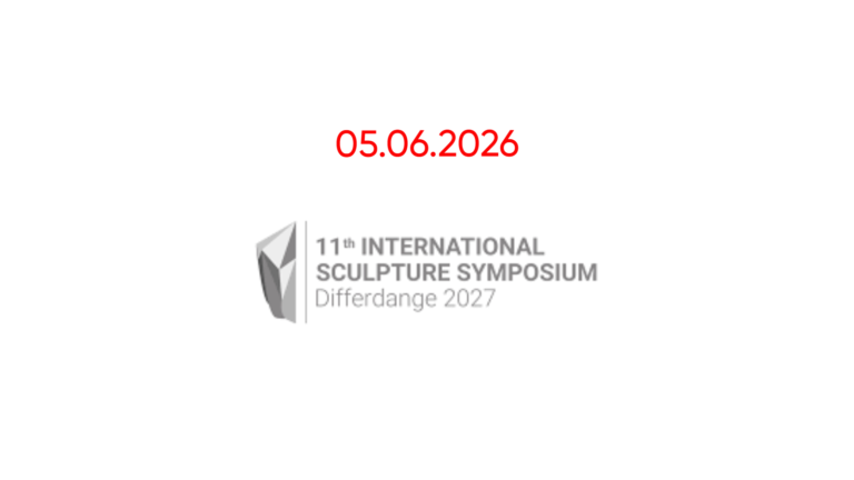 Date 05.06.2026 above the white card showing the 11th International Sculpture Symposium Differdange 2027 logo.