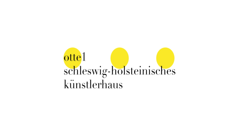 Logo for Schleswig-Holsteinisches Künstlerhaus featuring three yellow circles over black lowercase text on a white background, arranged across the center plane.